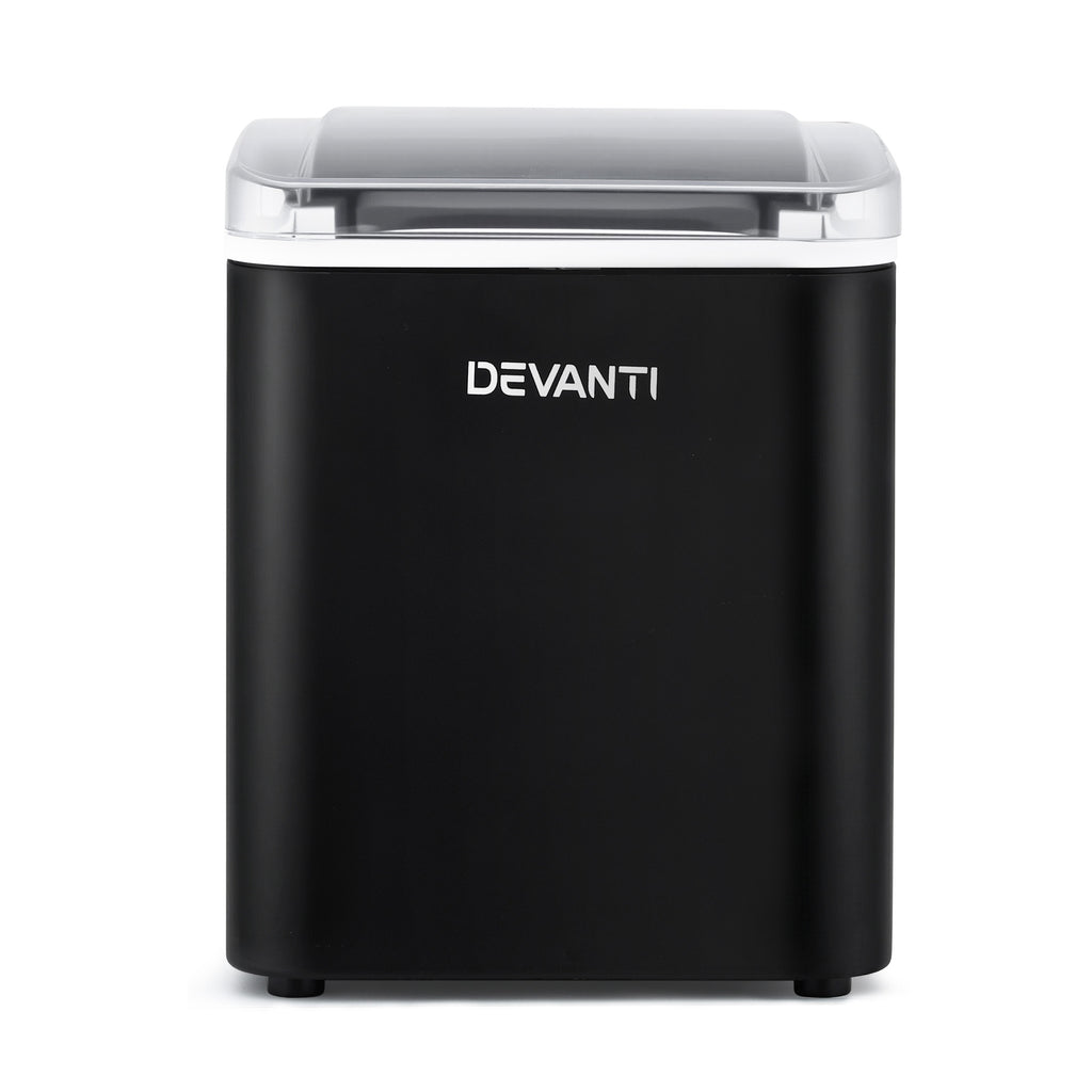 Devanti Ice Maker Machine Portable 12kg Countertop w/Self Cleaning 1.2L Black