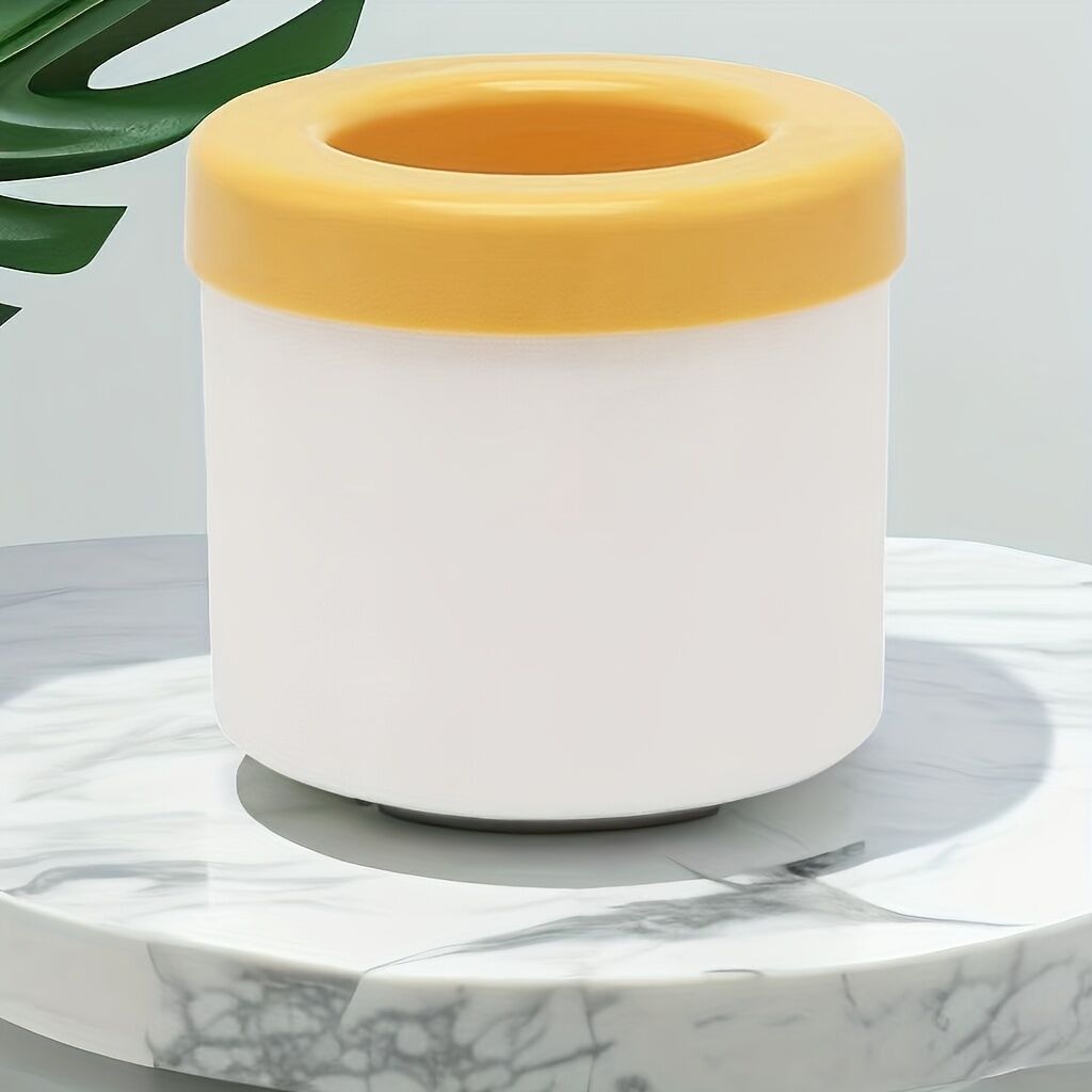 1 pc white+yellow Silicone Ice Cube Cup – Freezable & Reusable Ice Maker, Perfect for Home, Bar, Pub, Club, and Outdoor Summer Drinks in Light Blue, Ideal for Cocktails and Fresh Fruit Infusions