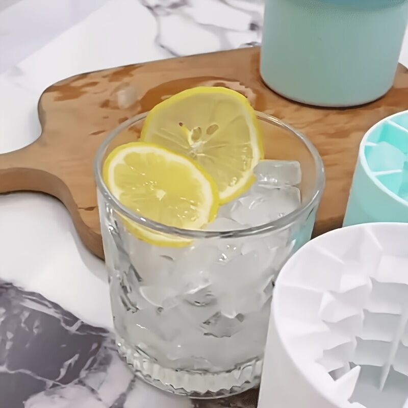 1 pc white+yellow Silicone Ice Cube Cup – Freezable & Reusable Ice Maker, Perfect for Home, Bar, Pub, Club, and Outdoor Summer Drinks in Light Blue, Ideal for Cocktails and Fresh Fruit Infusions