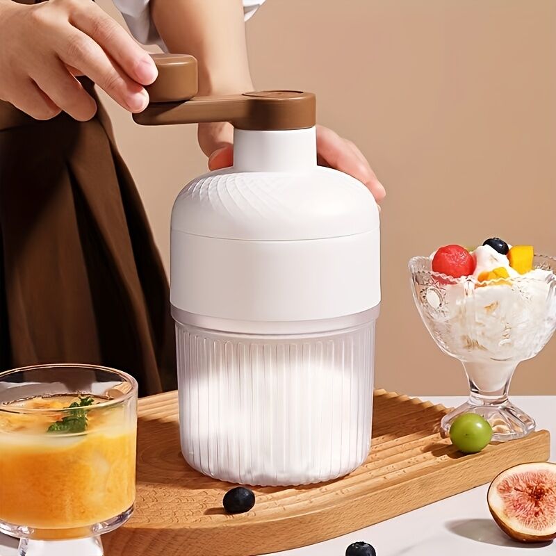 Hand-Crank Ice Maker in 10 Seconds｜Anti-Slip Handle + Transparent Large Ice Box, Unlock Colorful Summer Smoothies & Shaved Ice