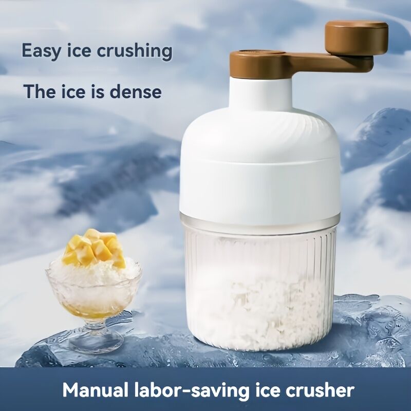 Hand-Crank Ice Maker in 10 Seconds｜Anti-Slip Handle + Transparent Large Ice Box, Unlock Colorful Summer Smoothies & Shaved Ice