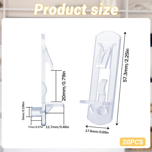 20 Pcs Plastic Locking Shelf Pins, 5mm Shelf Pins 3/4” Cabinet Shelf Clips Self-Locking Bracket Clips Shelf Support Clips Shelf Holders Pegs Shelf Support Pegs for Kitchen Furniture Bookcase